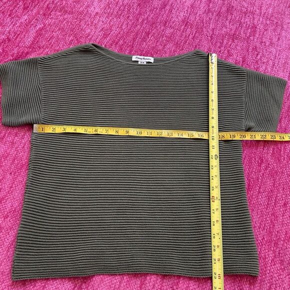 Tommy Bahama Textured Knit Short Sleeve Sweater Olive Green Size Medium - Picture 5 of 7